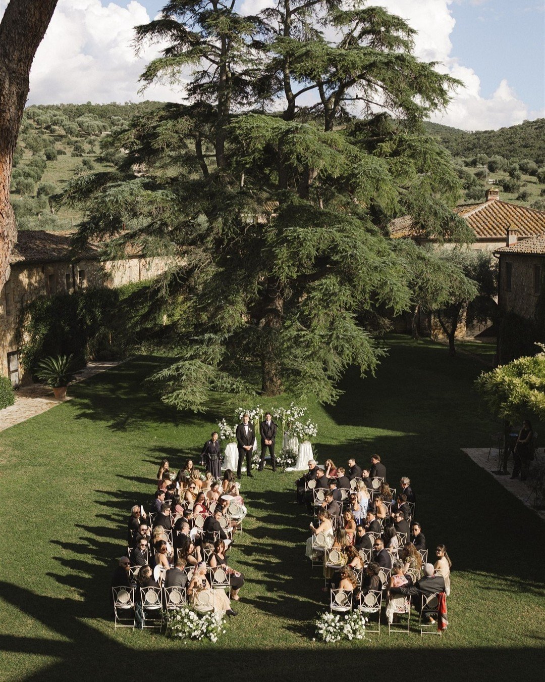 A late September ceremony in Tuscany at  @lapescaiaresort &mdash; soft light, stunning florals by @dome.flowers , and the most beautiful &ldquo;I do.&rdquo; We loved creating this setting for A&amp;S, surrounded by nature and captured everything we w
