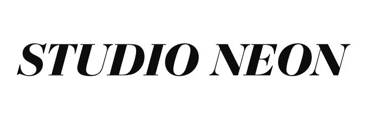 "Studio Neon" text in black serif font on white background.