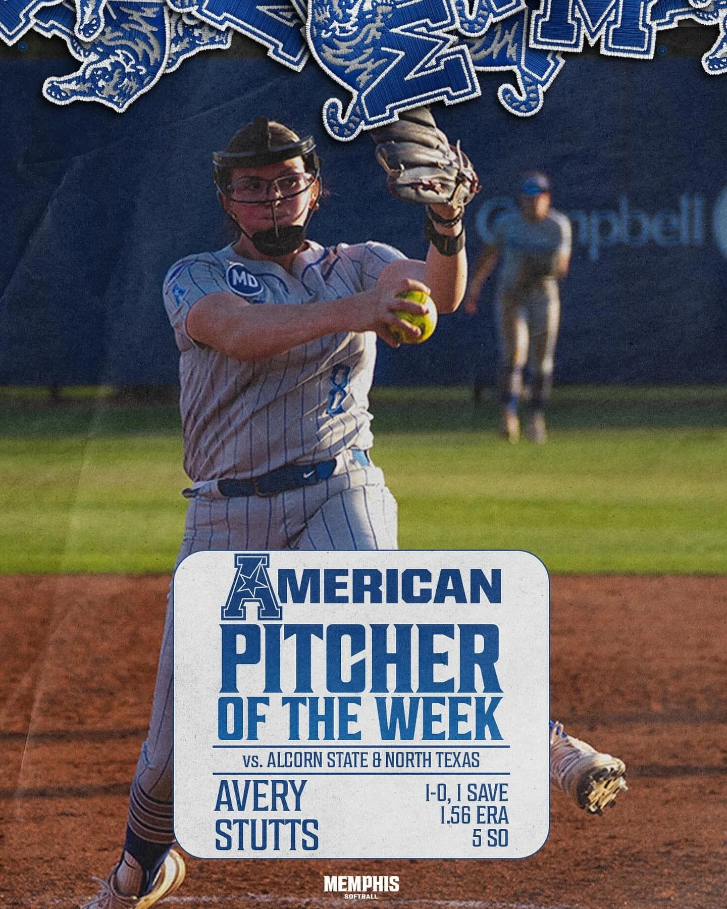 Freshie doing big things in the ⭕️ last week! Congrats to Avery on being named the American Conference Pitcher of the Week! 🔥🔥