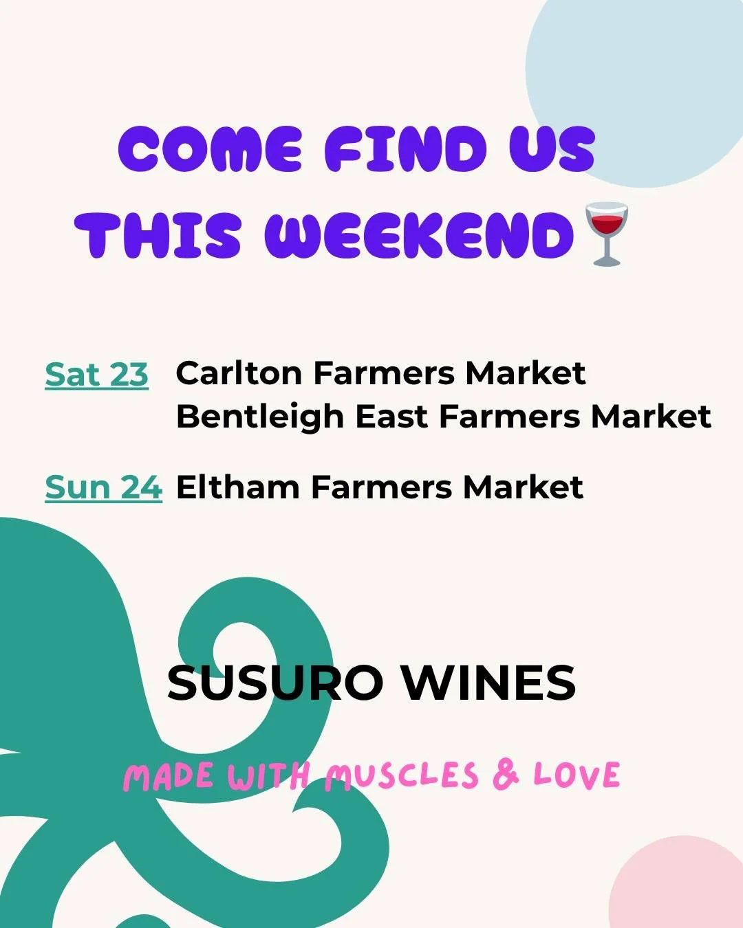 Come taste our wines and stock up for the month at Carlton (that's where I will be), Bentleigh East for those in the south and then Eltham with me pouring wines again on Sunday. 🍷