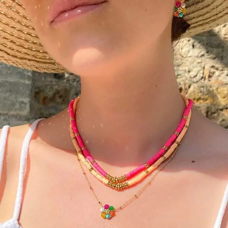 Collier Clytia Heishi Pearls Rose