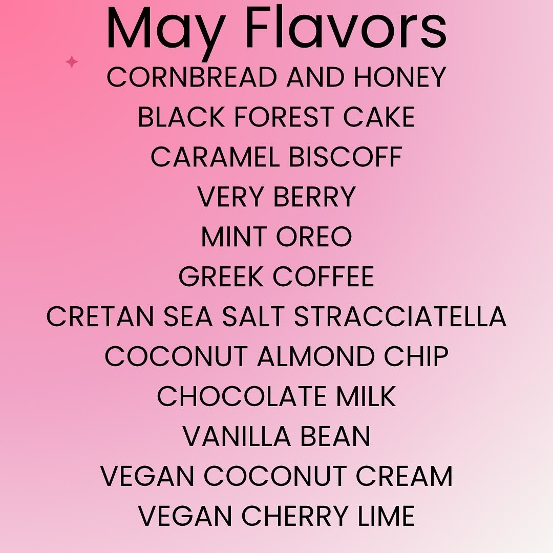 April showers☔️bring&hellip;MAY FLAVORS🌷🌼🪻

We are soooo looking forward to May bringing us longer, warmer, and sunnier days🌞

This is also the month that we expand our hours (starting Memorial Day weekend!)💫Just a few more weeks until we will b