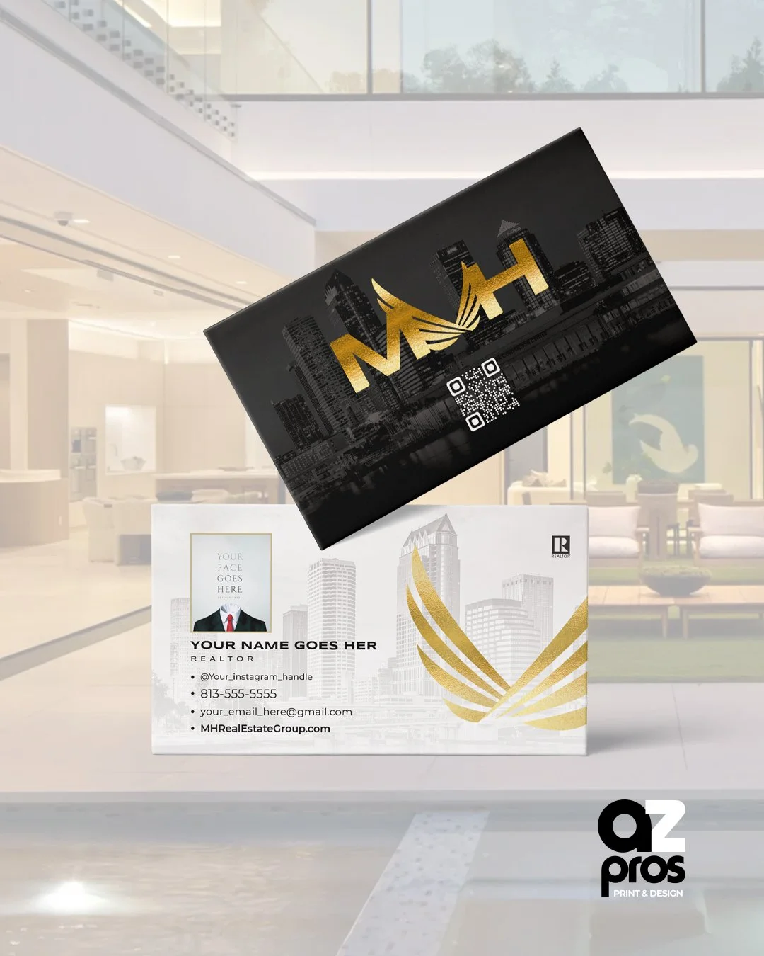 Deluxe Foil Business Cards with MH Luxury Design