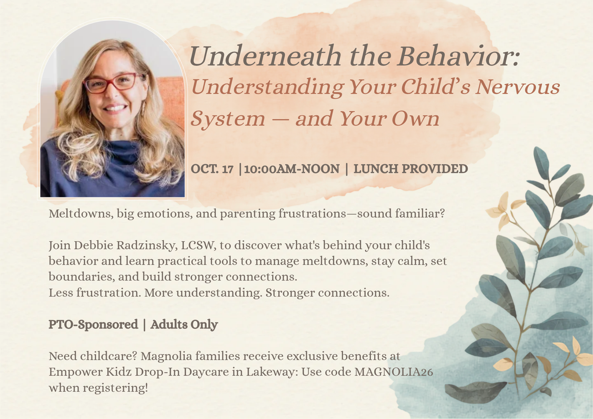 Parent Workshop: Underneath the Behavior: Understanding Your Child’s Nervous System — and Your Own