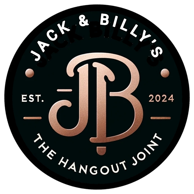 Logo for Jack & Billy's The Hangout Joint with initials JB, established in 2024