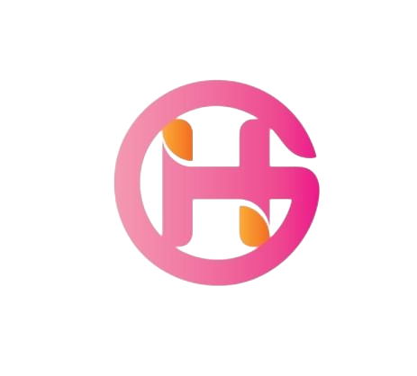 A stylized pink and orange logo with a large 'G' and 'H' in a circle