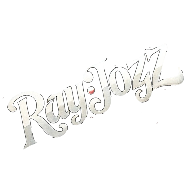 3D stylized text that reads 'Ray Jozzi' in white with a red dot between the two names.