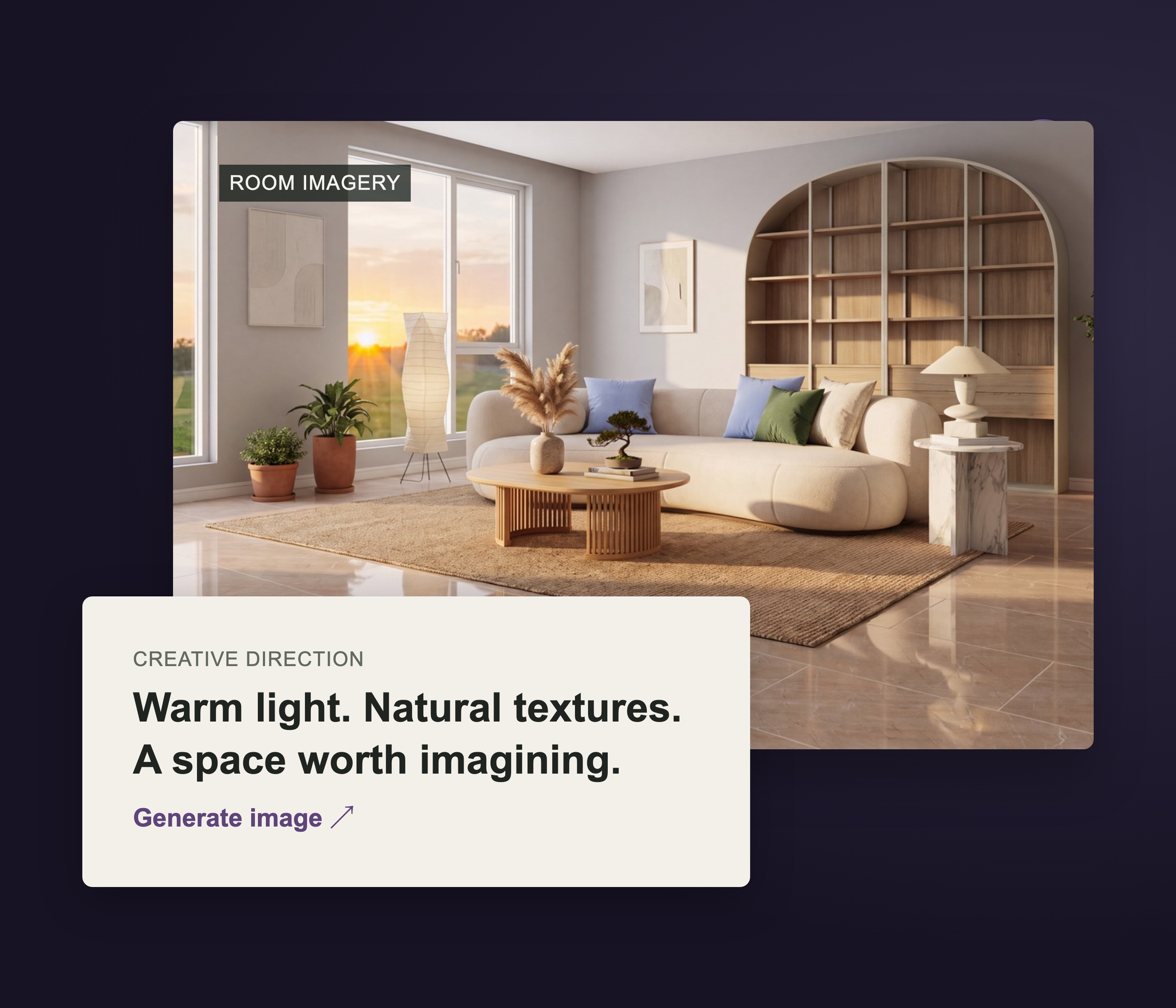 Image Generation: a warm, naturally lit room created from a creative brief.