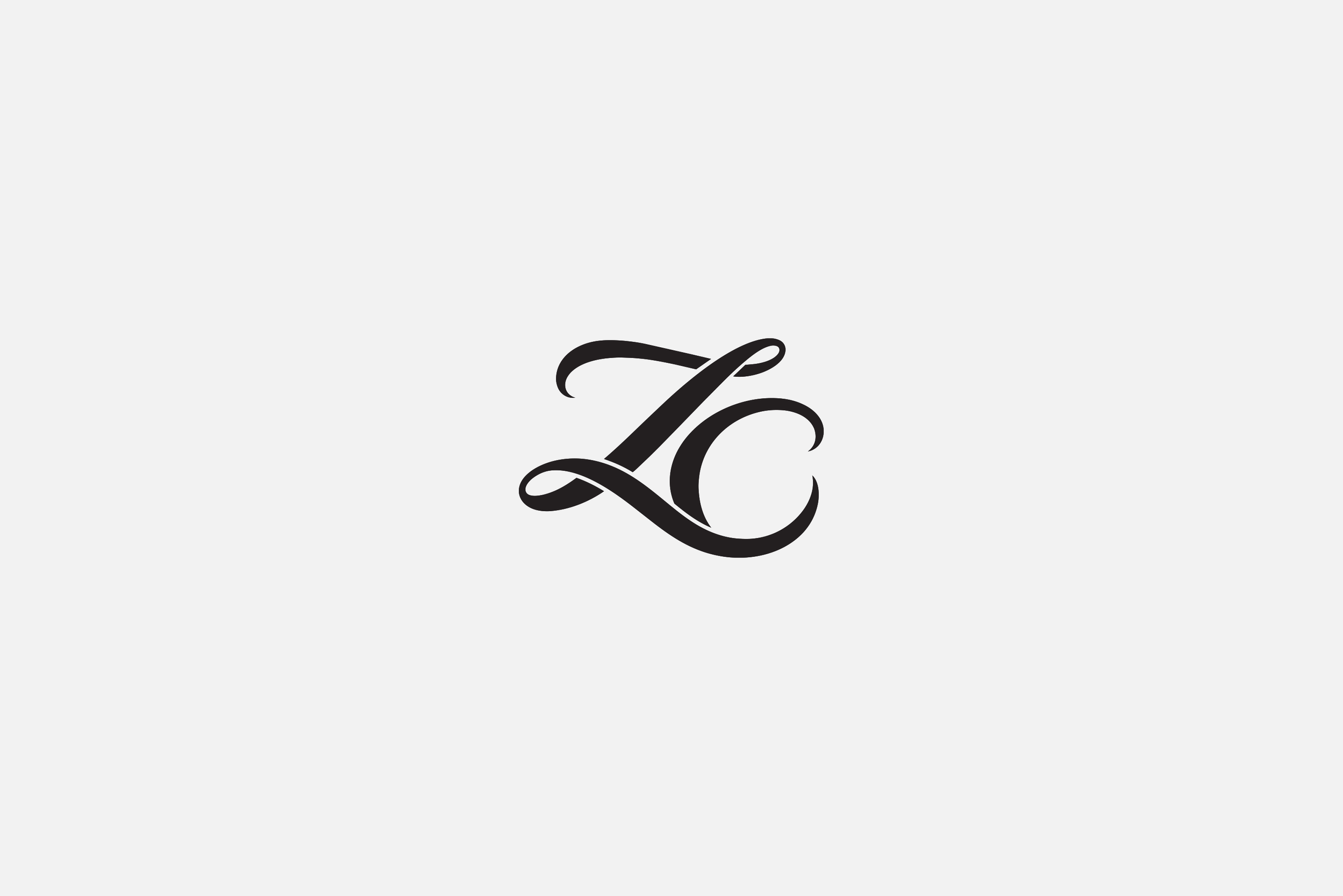 A black, stylized monogram of the letters 'LC' against a light gray background.