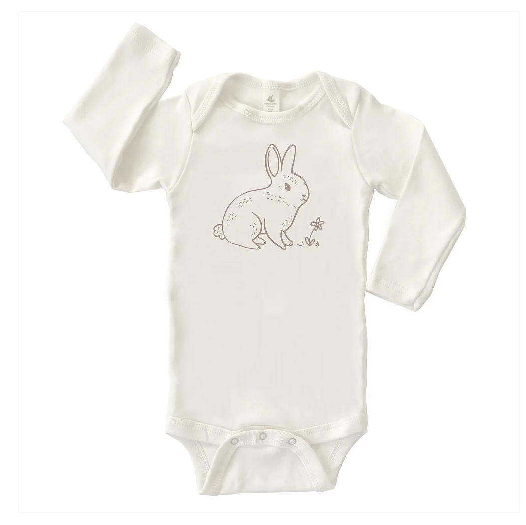 Bunny Organic Cotton Baby Onesie, Long Sleeves –&nbsp;Joan Ramone, $30