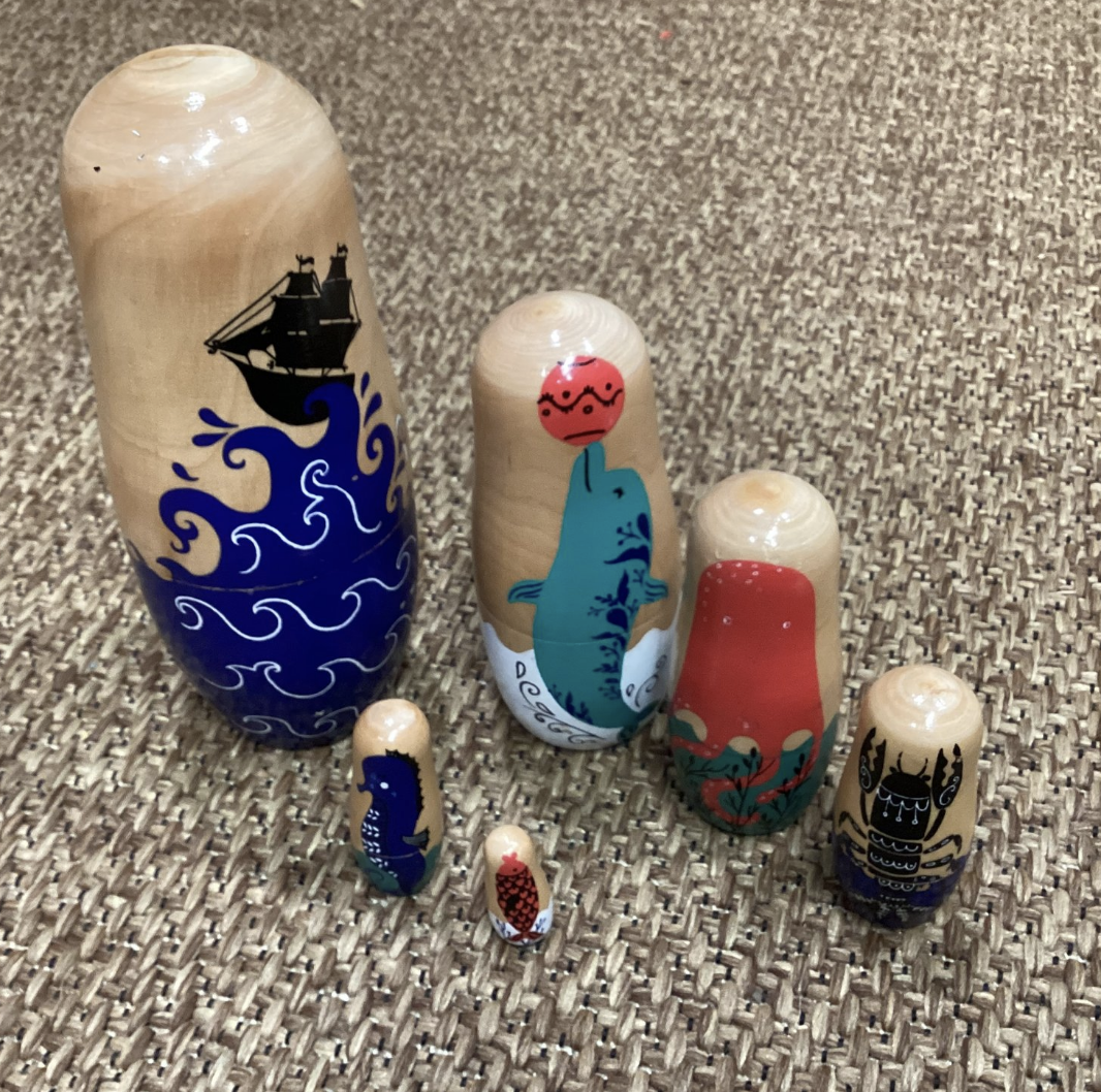 Wooden Nesting Dolls, Ocean –&nbsp;Lillypad Thrift, $5