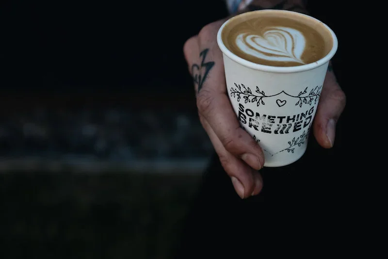 Artisan coffee created for wedding coffee bar hire with latte art