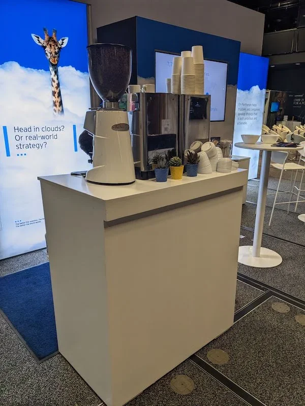 Barista coffee service operating at corporate conference