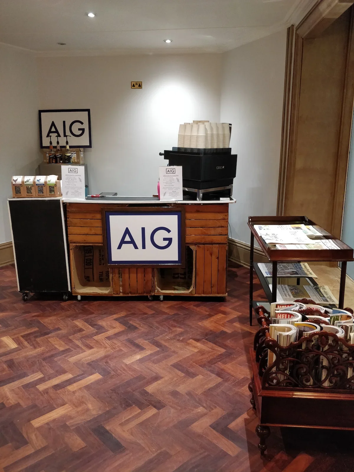 Indoor coffee bar hire for a corporate brand activation event