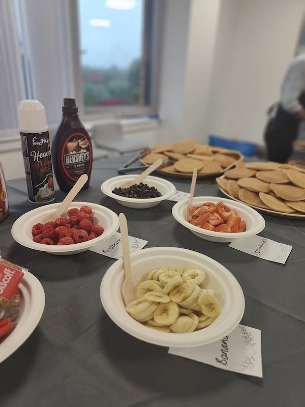 Breakfast office event with pancakes and coffee service