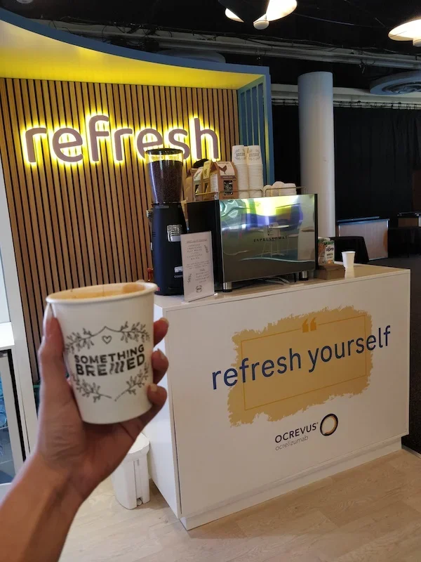 Mobile coffee bar hire set up at UK business conference