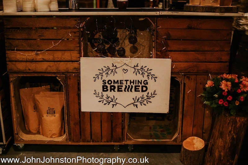 Professional barista coffee cart at a wedding reception in Scotland