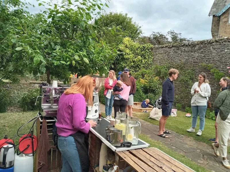 Outdoor wedding coffee bar hire for guests in North England - wedding brunch service