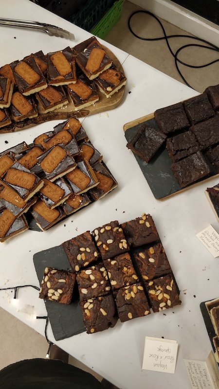 Office coffee bar with cakes and pastries for staff event