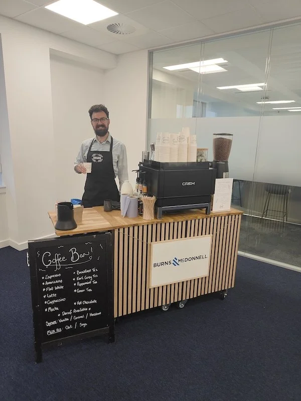 Small office coffee bar hire with stylish mobile station