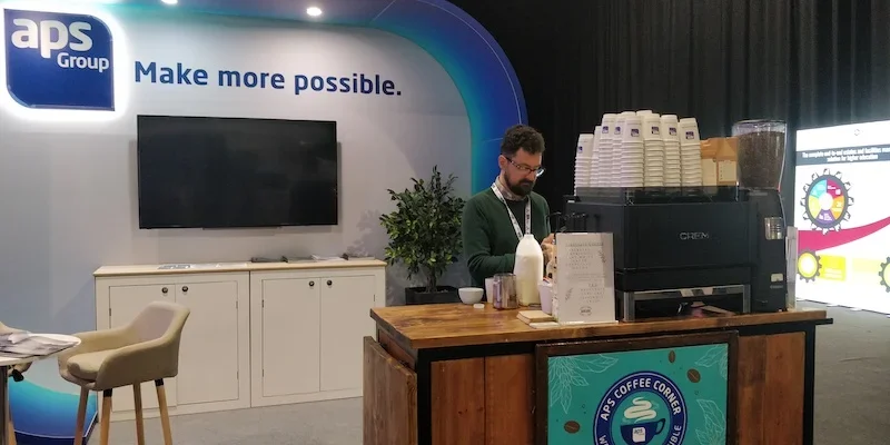 Front view of conference coffee bar with professional setup