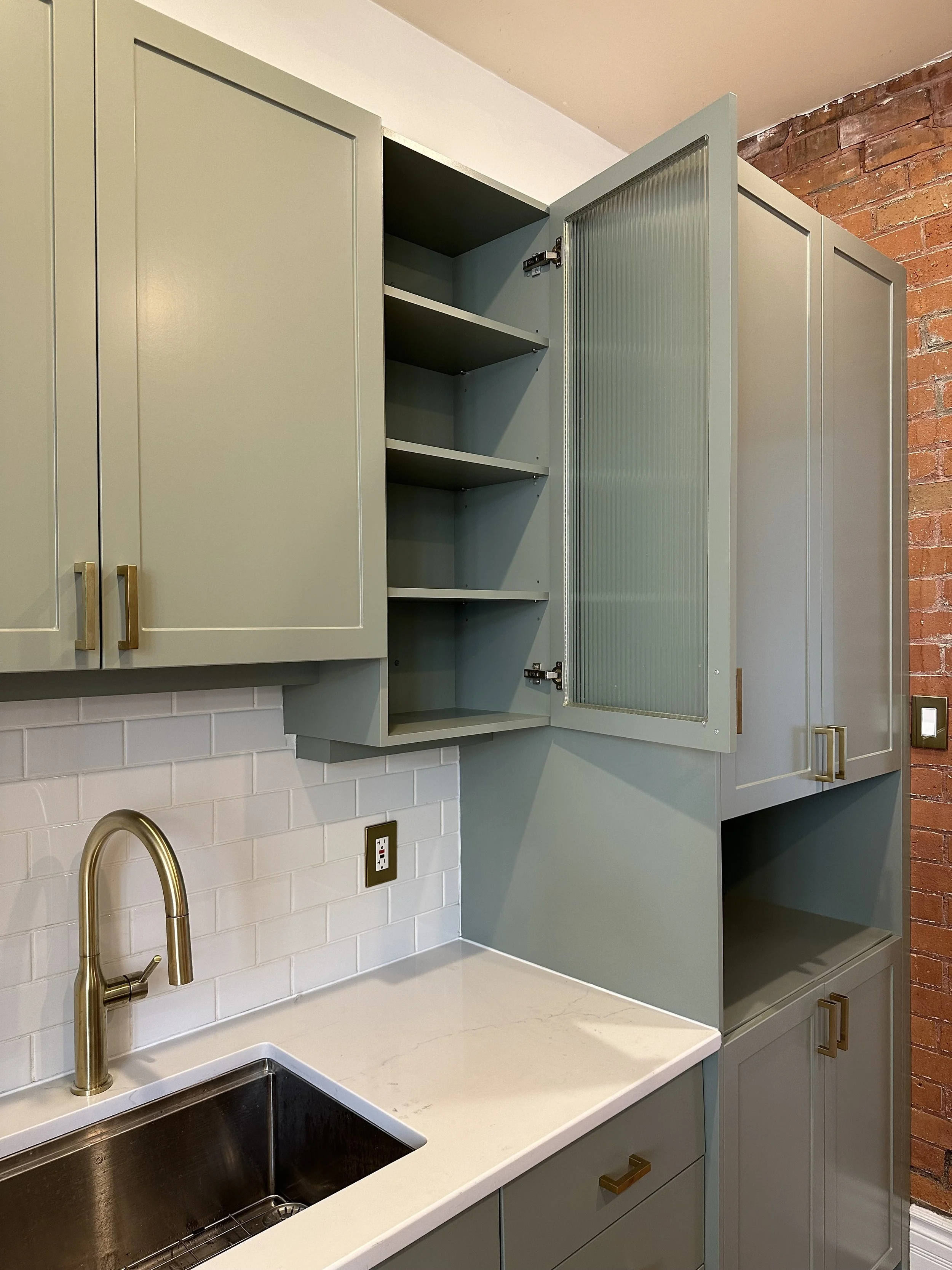 green kitchen cabinets