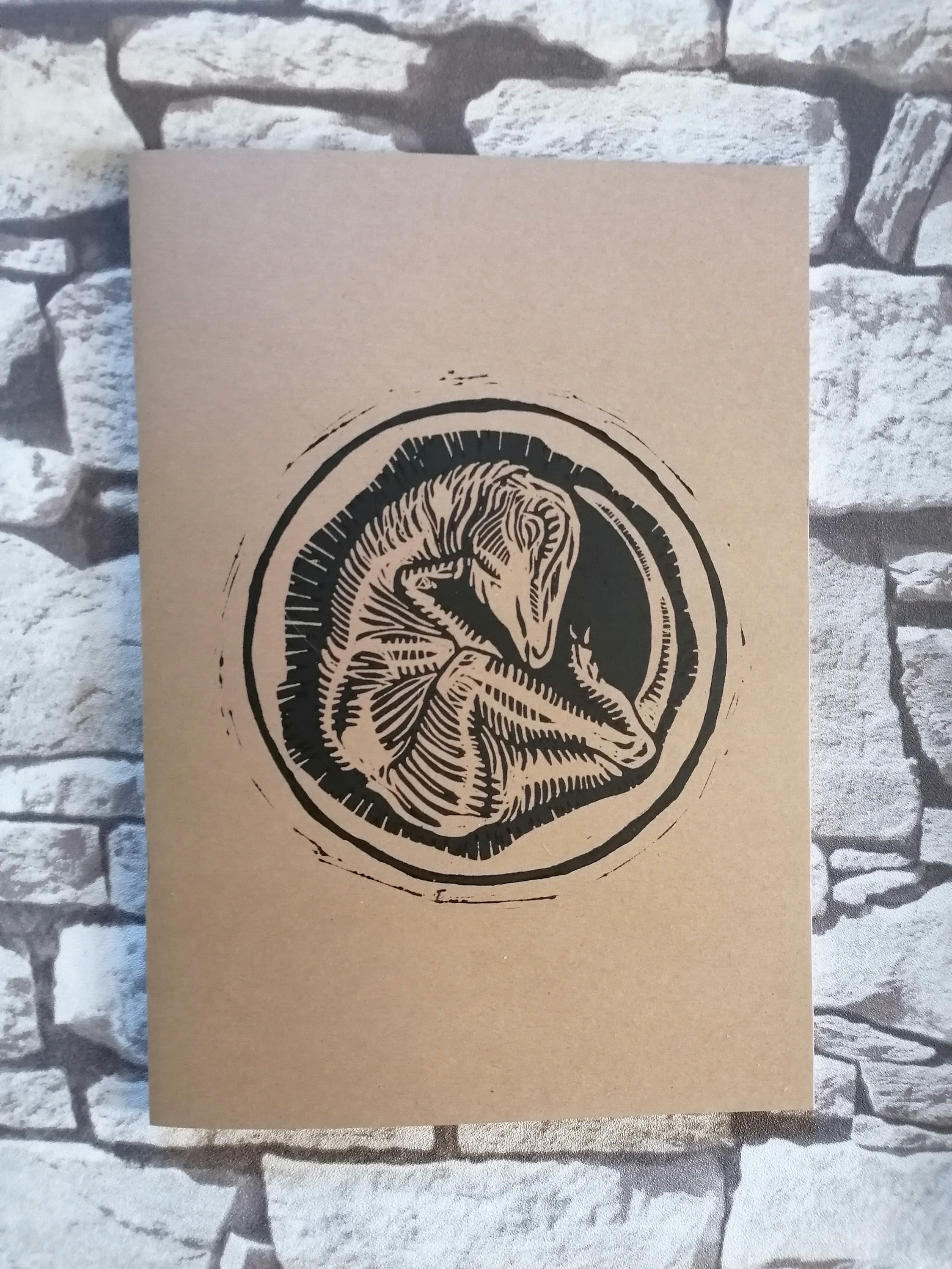 Hadrosaur Egg Lino Print On Sketchbook