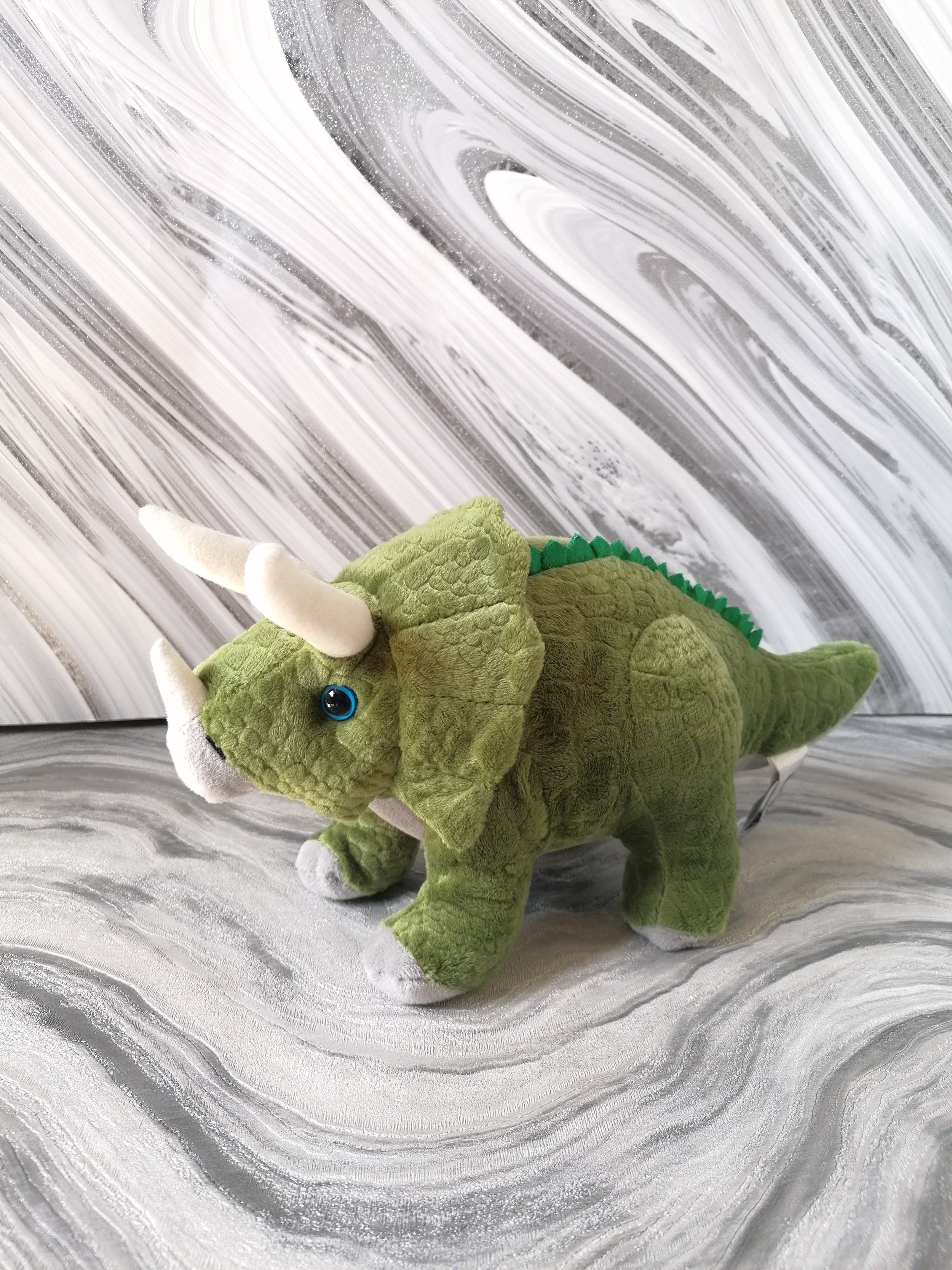 Medium Green Triceratops Plush Toy