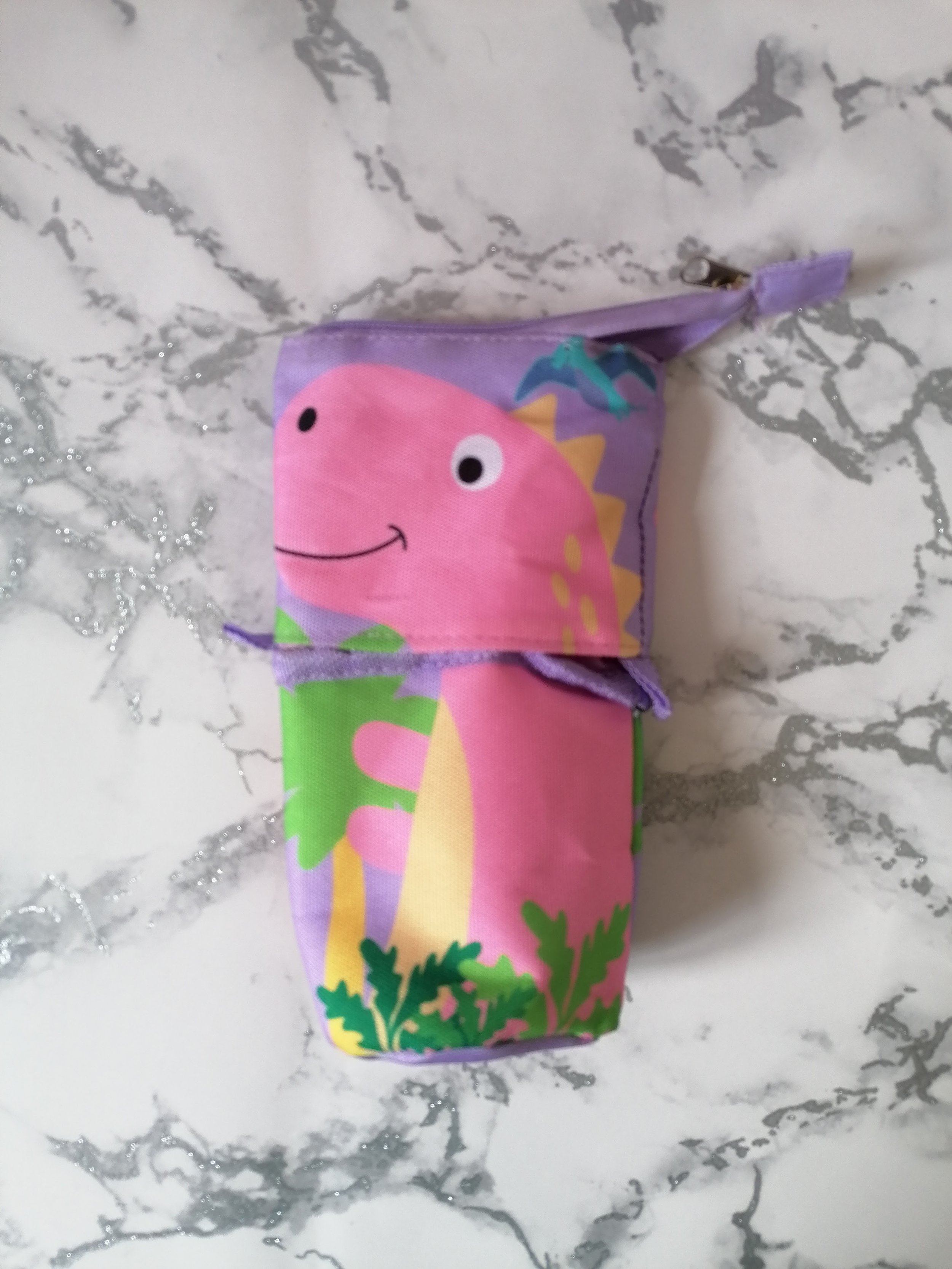Pink Dinosaur Retractable Pencil Case