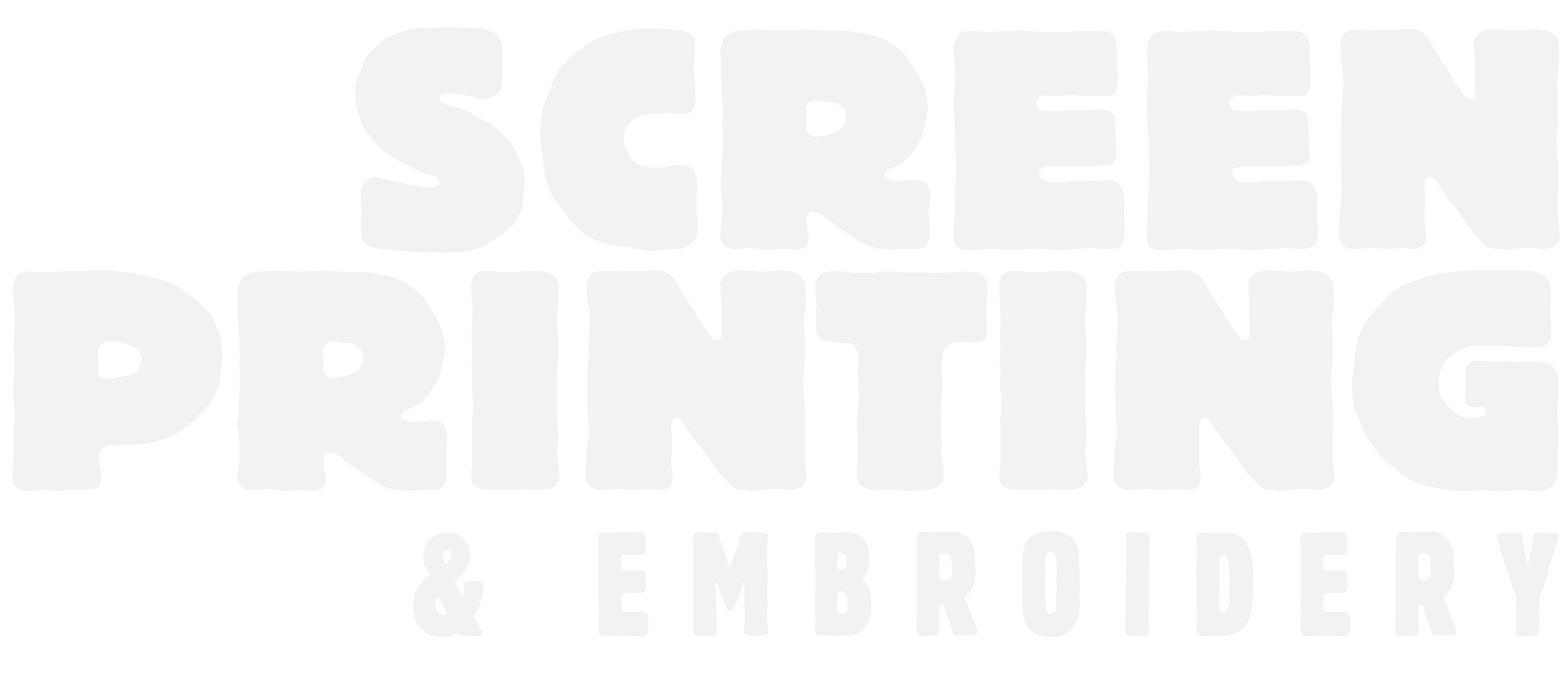 Logo with the words 'Screen Printing & Embroidery' in bold, white letters on a black background.