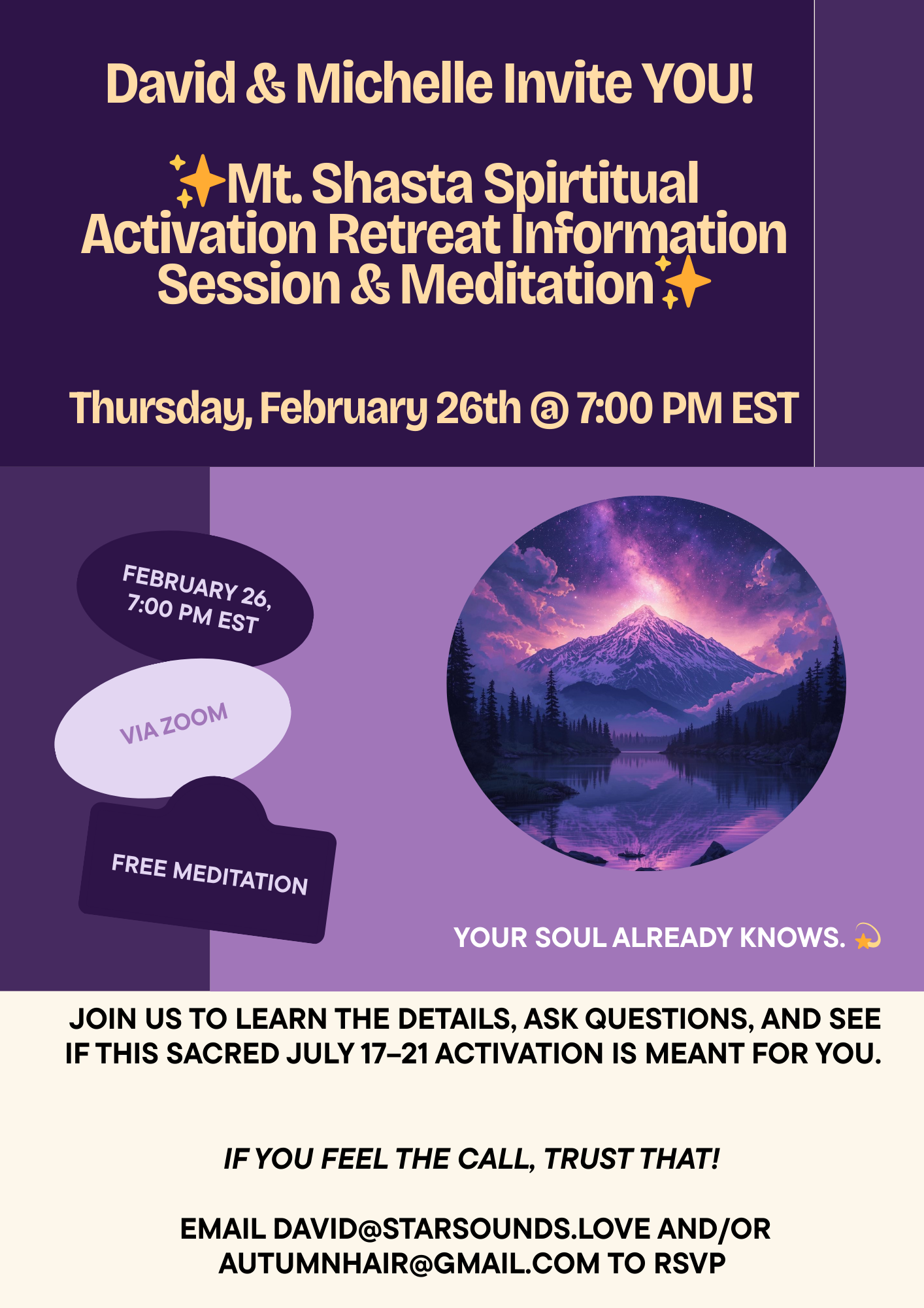 Mt. Shasta Spiritual Activation Retreat Information Call & Meditation