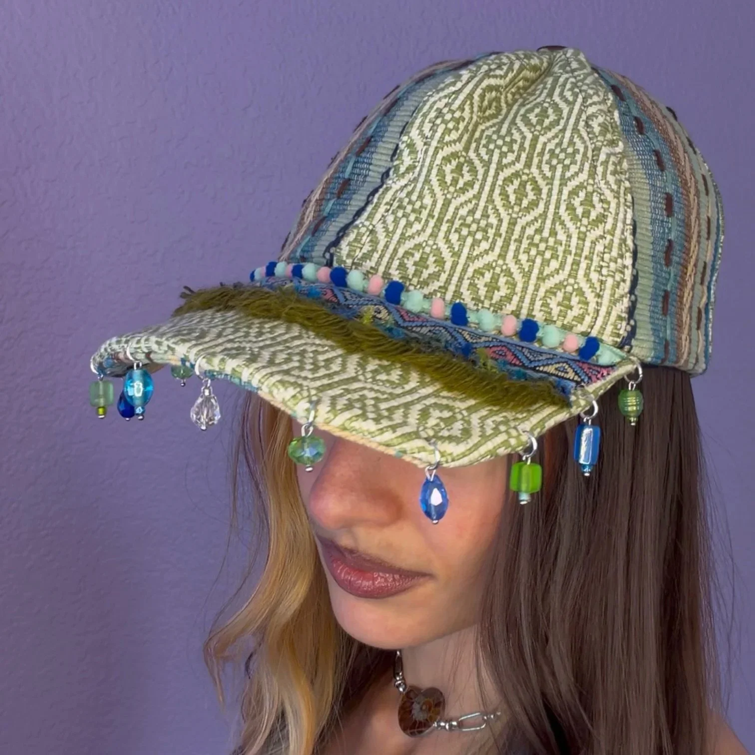 clover ~ upcycled six panel hat