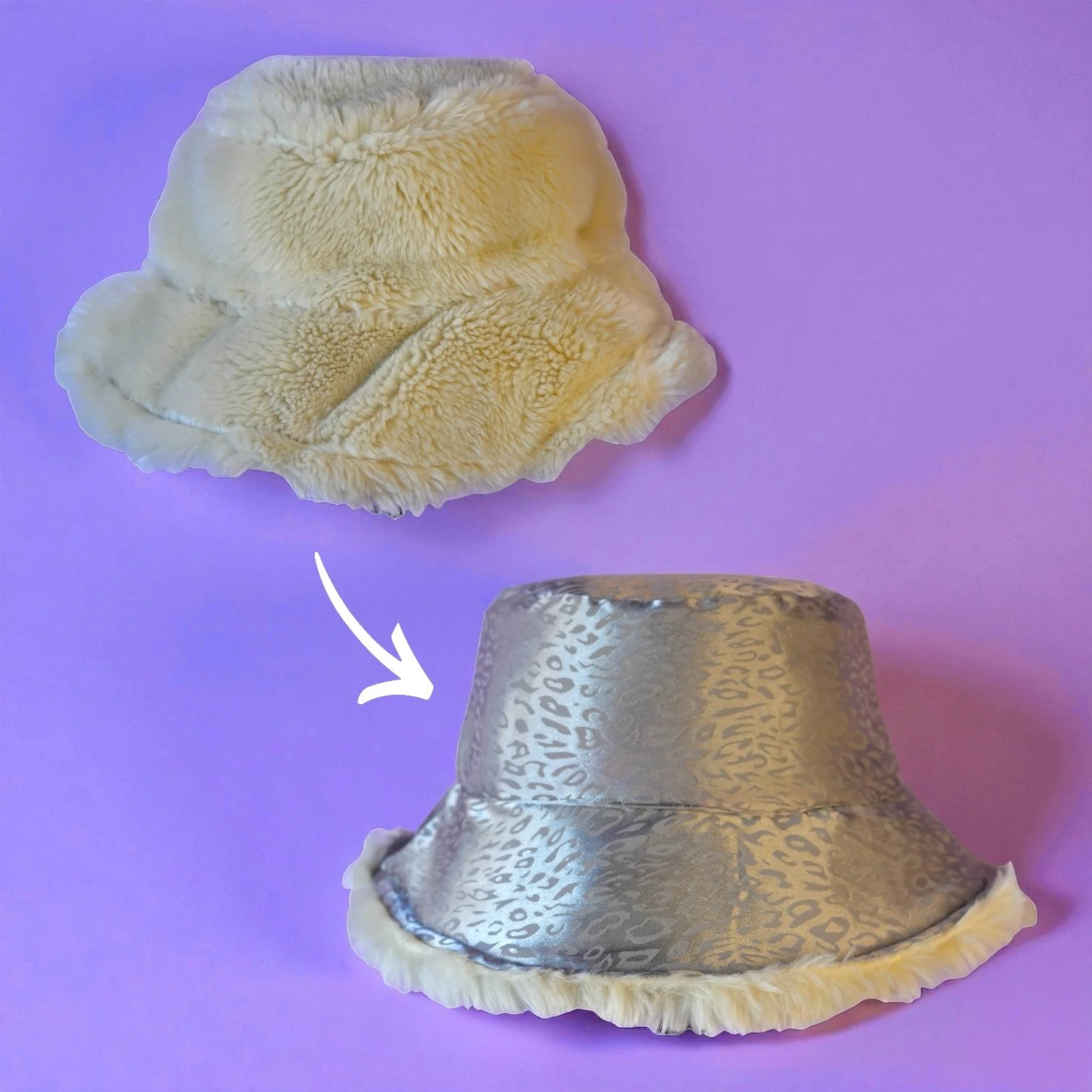 snowfluff ~ upcycled reversible bucket hat