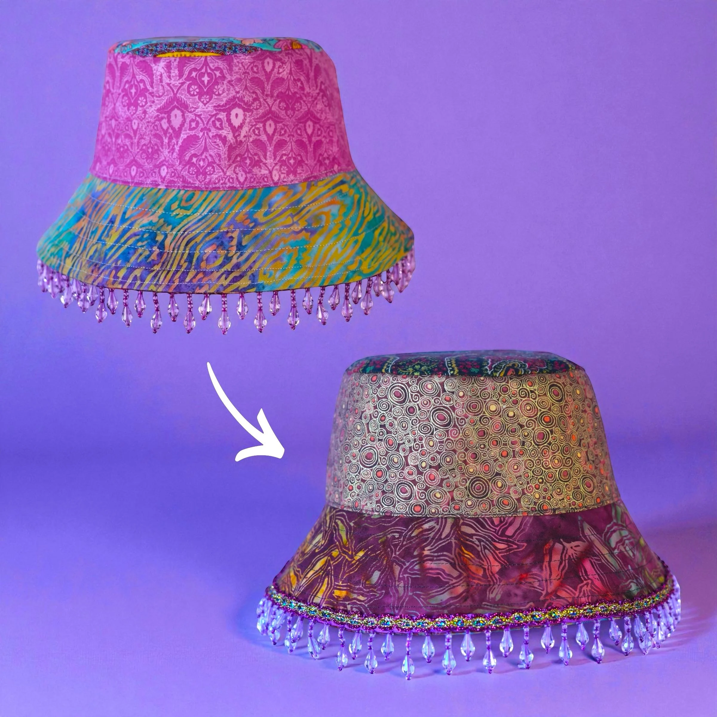 hopscotch ~ upcycled reversible bucket hat