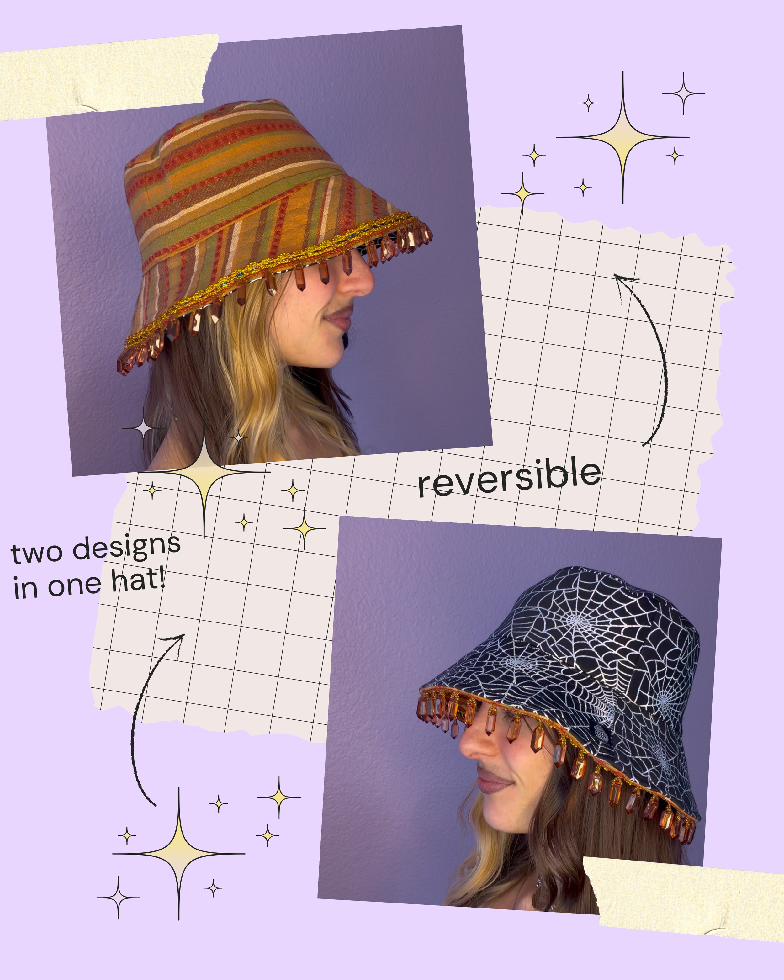 spookay ~ upcycled reversible bucket hat