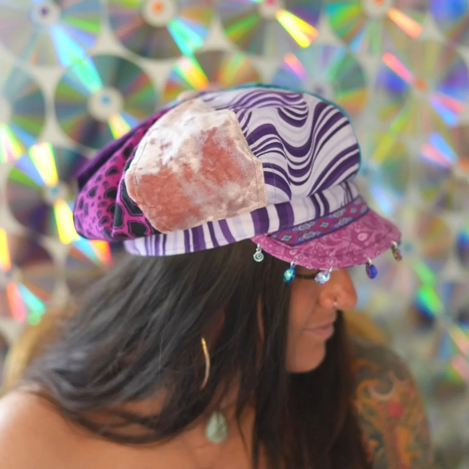 just a girl - upcycled newsie cap