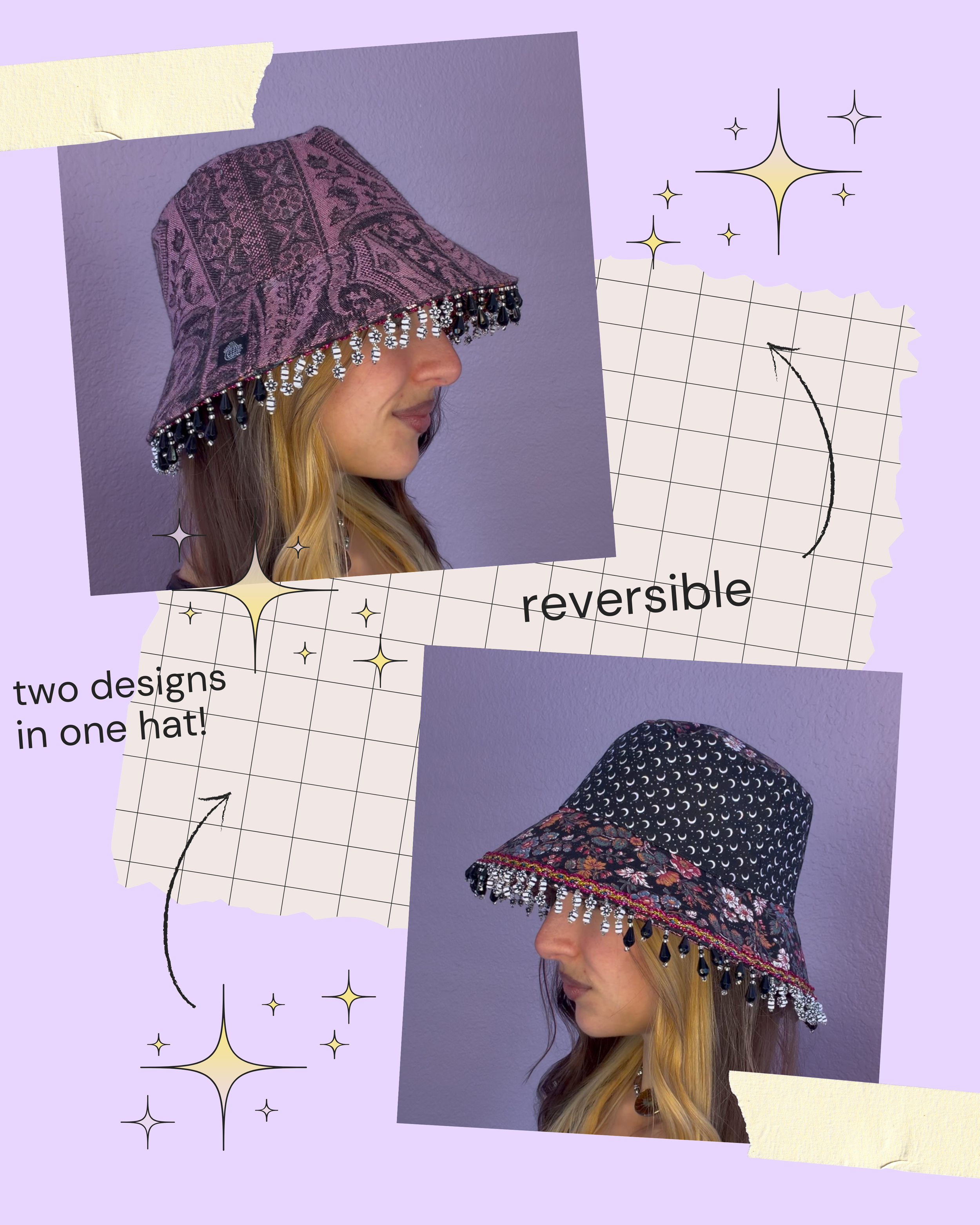 eclipse energy ~ upcycled reversible bucket hat