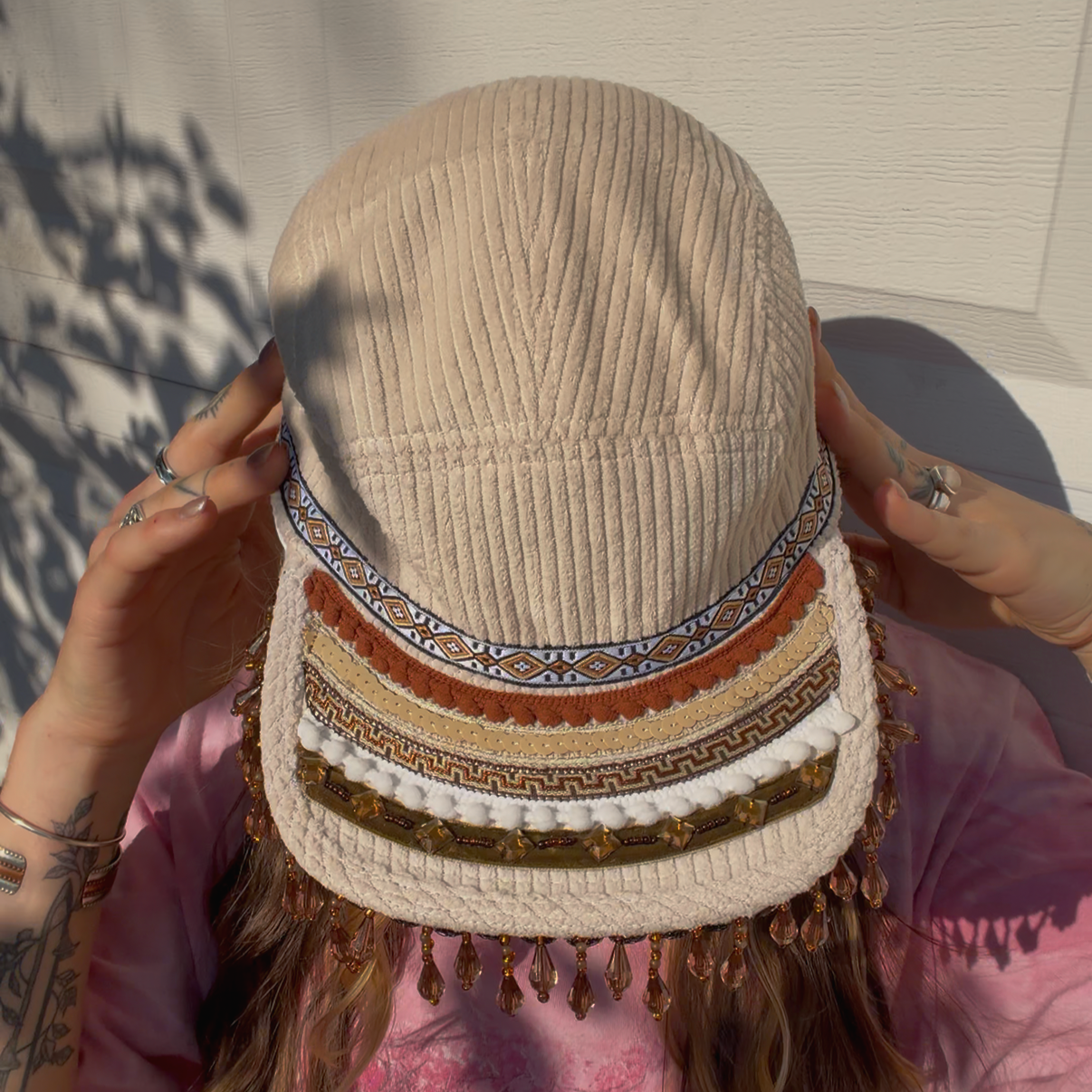 cocoa + cream corduroy five panel hat