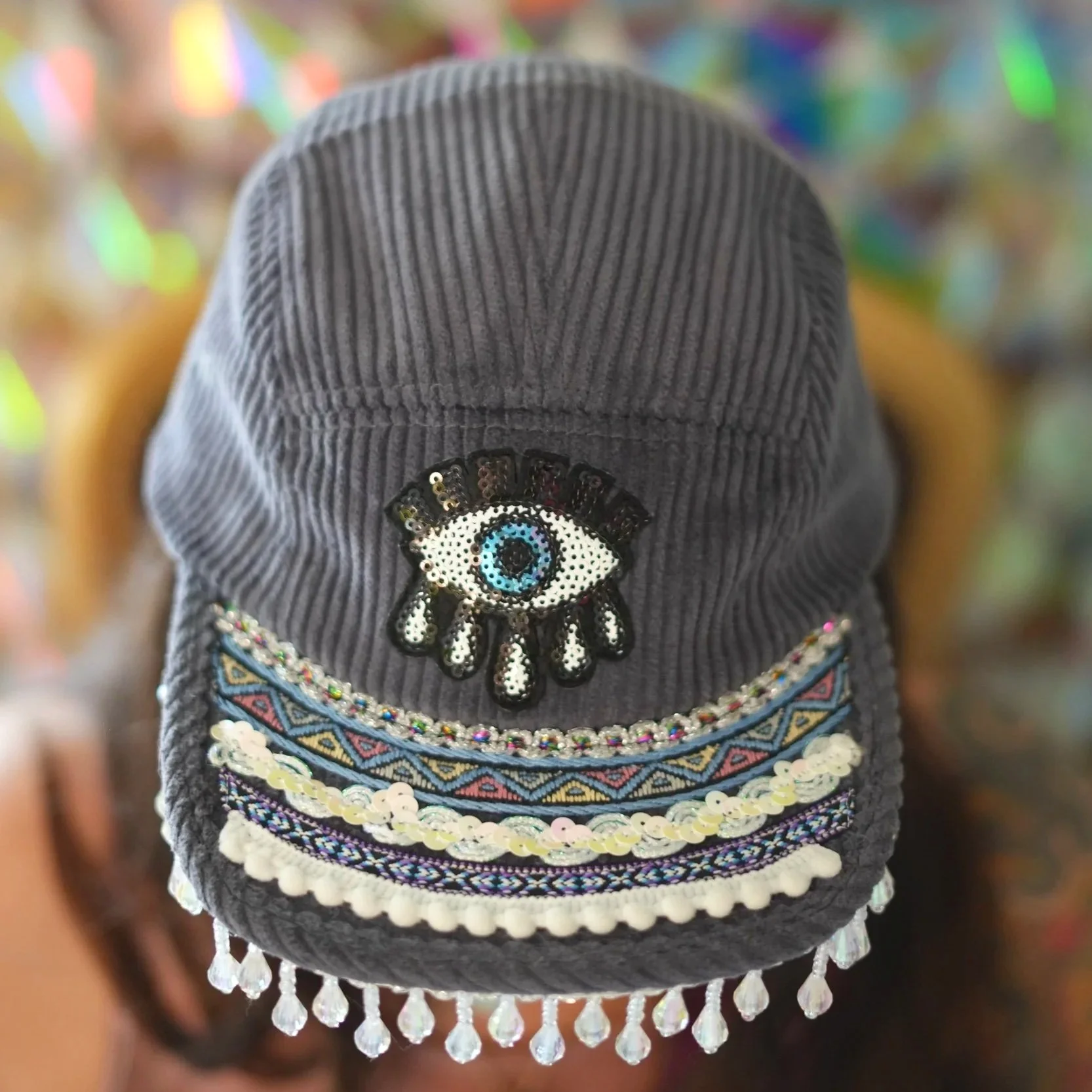 third eye - blue corduroy five panel hat