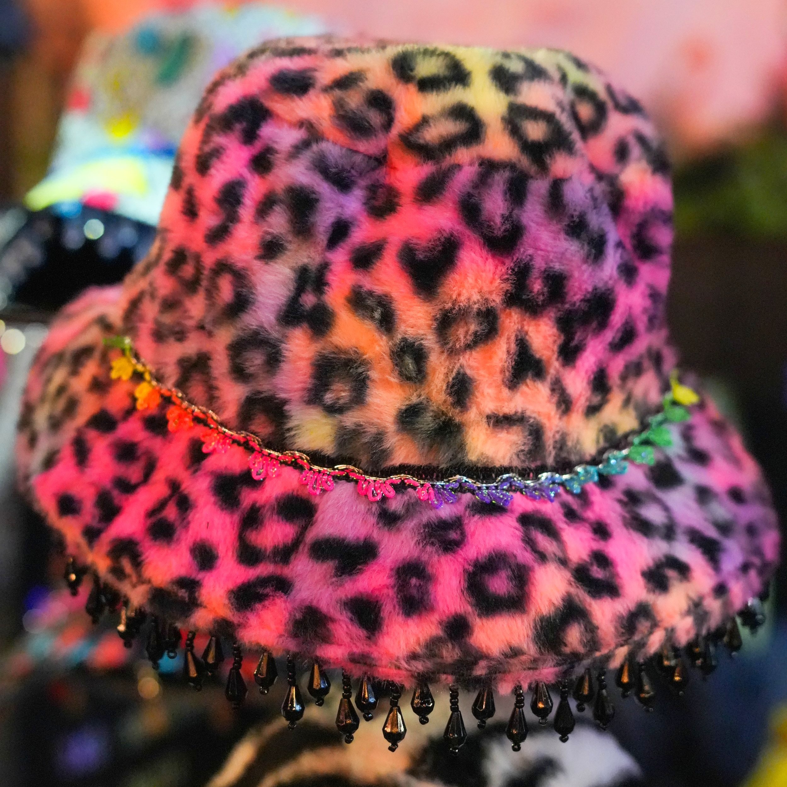 neon feline fuzzy bucket hat