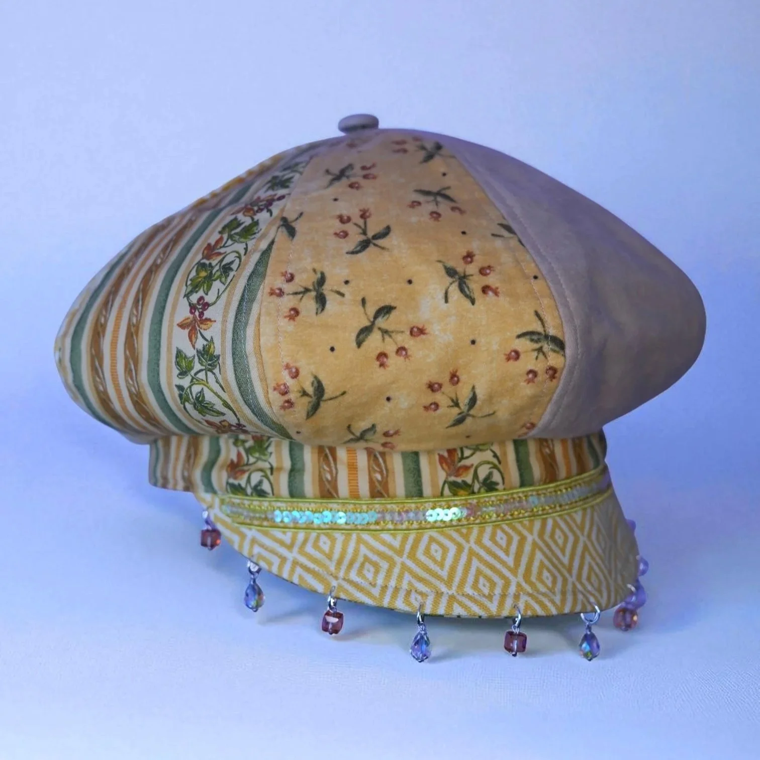 aspen leaves ~ upcycled newsie cap