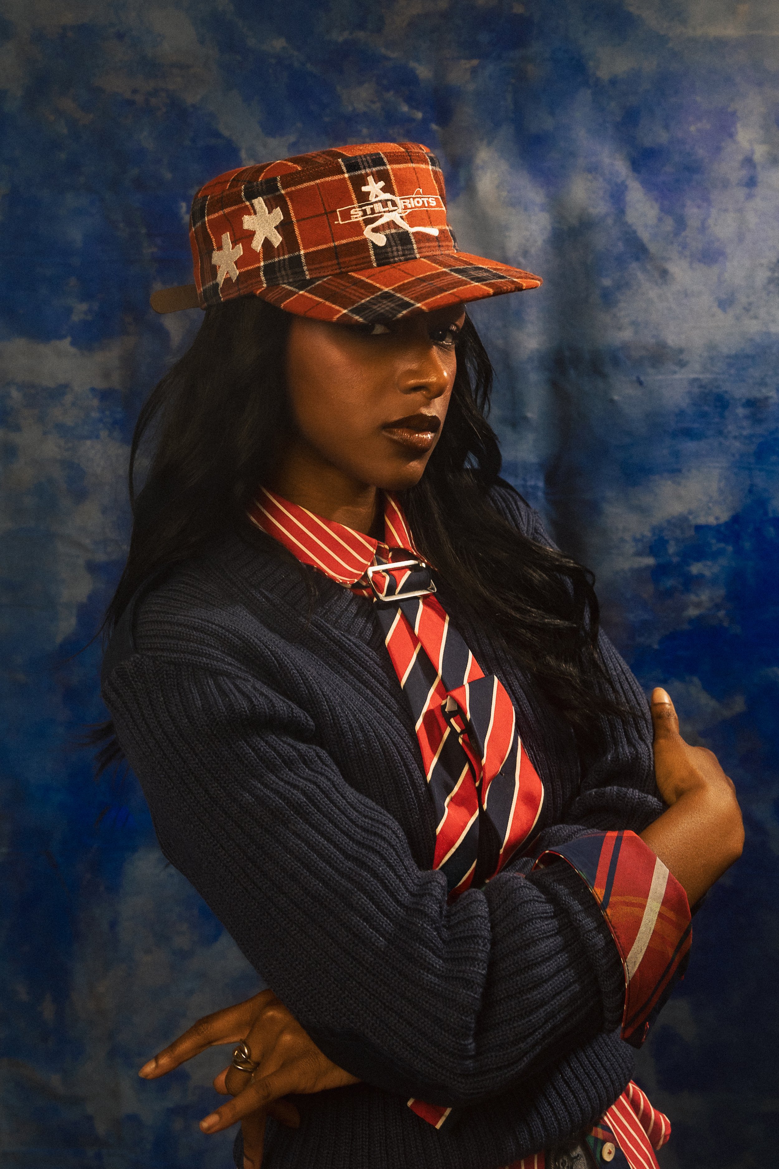 STOLEN MARK PILLBOX HAT – RED PLAID