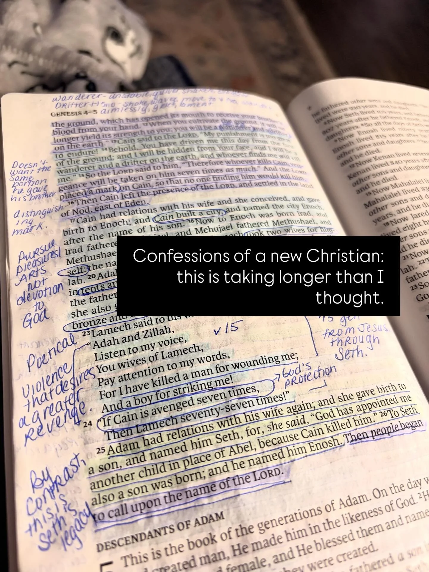 Since this is the kind of passage I&rsquo;d have typically blown past in another life, I find myself surprised to be reduced to tears by a genealogy this morning. Maybe because I&rsquo;ve tasted what it&rsquo;s like to chase Cain&rsquo;s legacy. He h