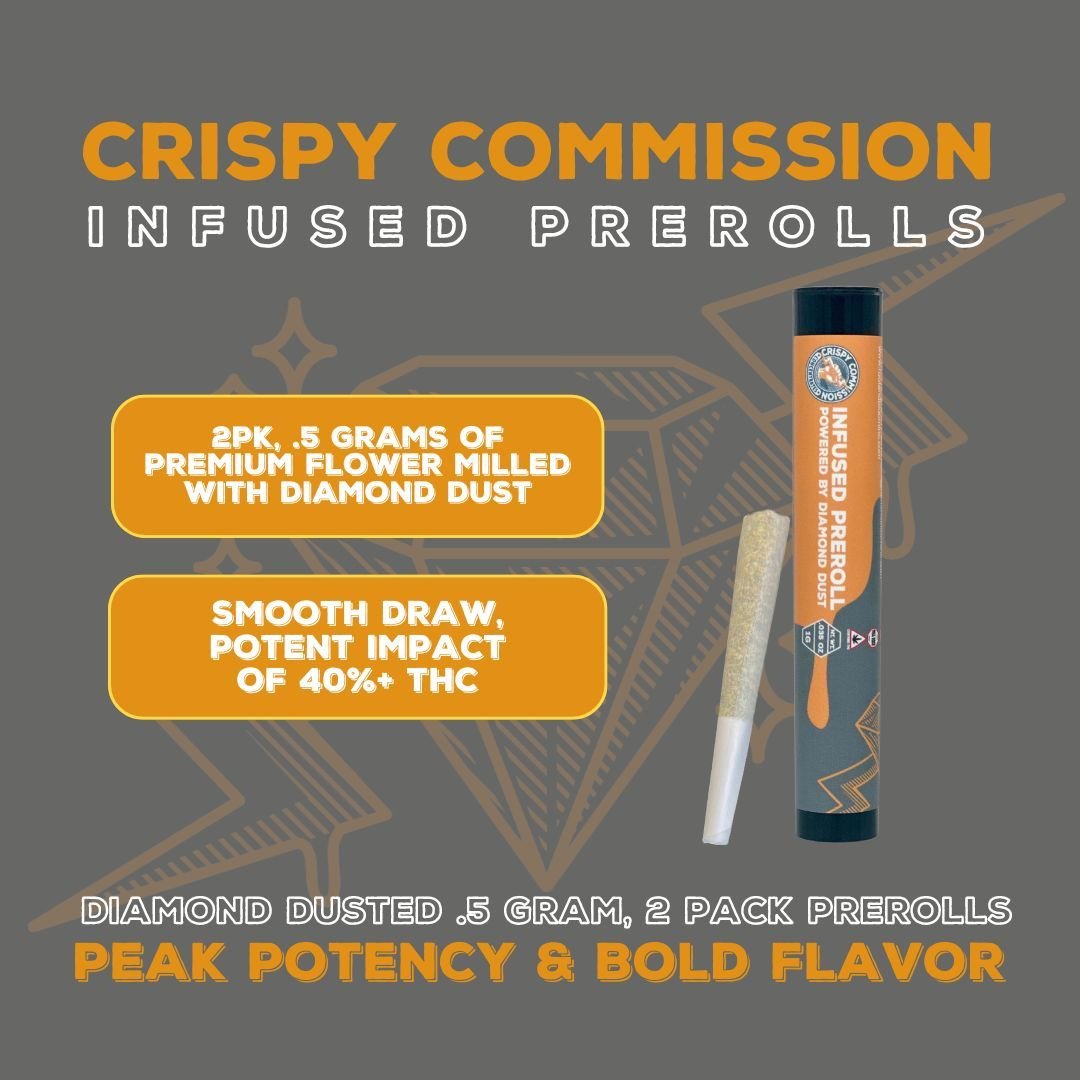 Crispy Commission is dropping some serious heat with our newest creation💨💥 Crafted with precision and packed with potent goodness, each is a guaranteed epic experience.

Get 'em now! 🔥
@visittreehousedracut - Dracut
@6bricks_springfield -  Springf