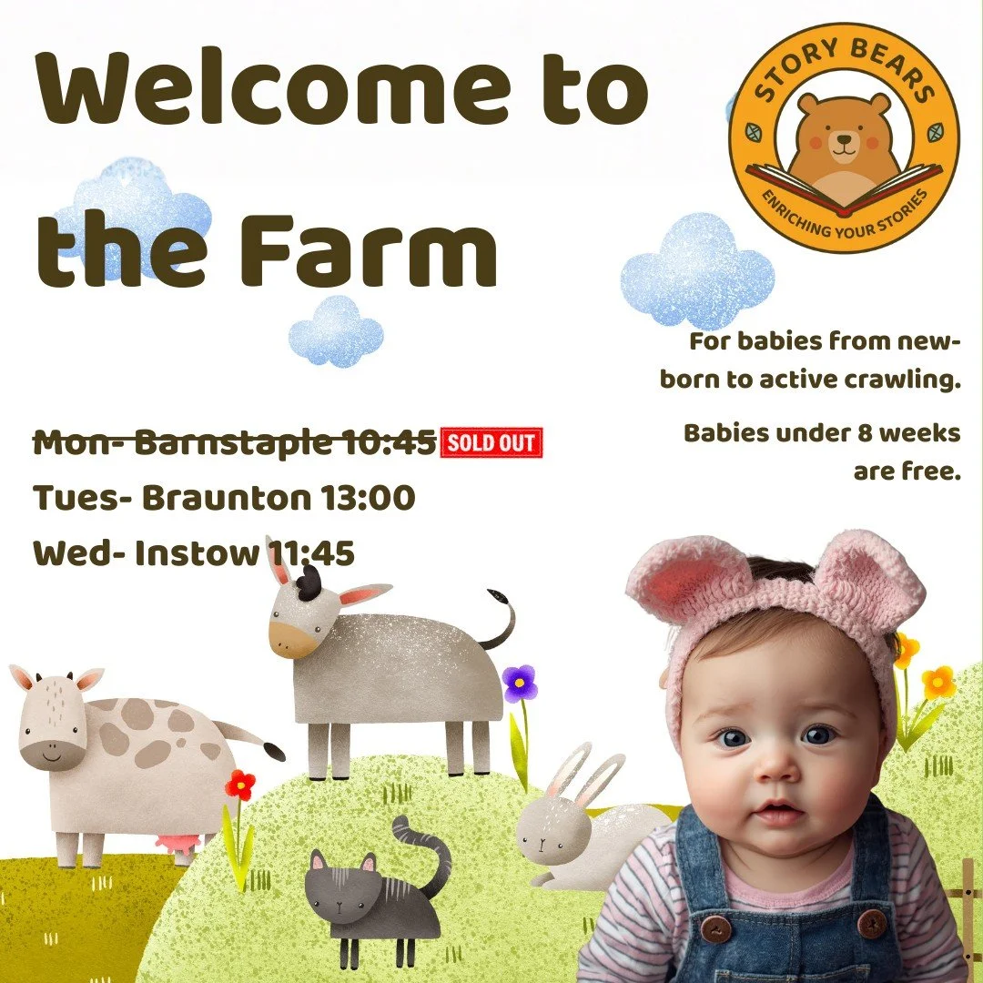 🐮 BABY SESSIONS: FARM WEEK 🐷

Join us this week for animal antics on the farm! Expect some well known classics mixed with plenty of percussion too! Plus story massage, bubbles and parachutes, and of course the chance for a cute farmyard pic!

Our b