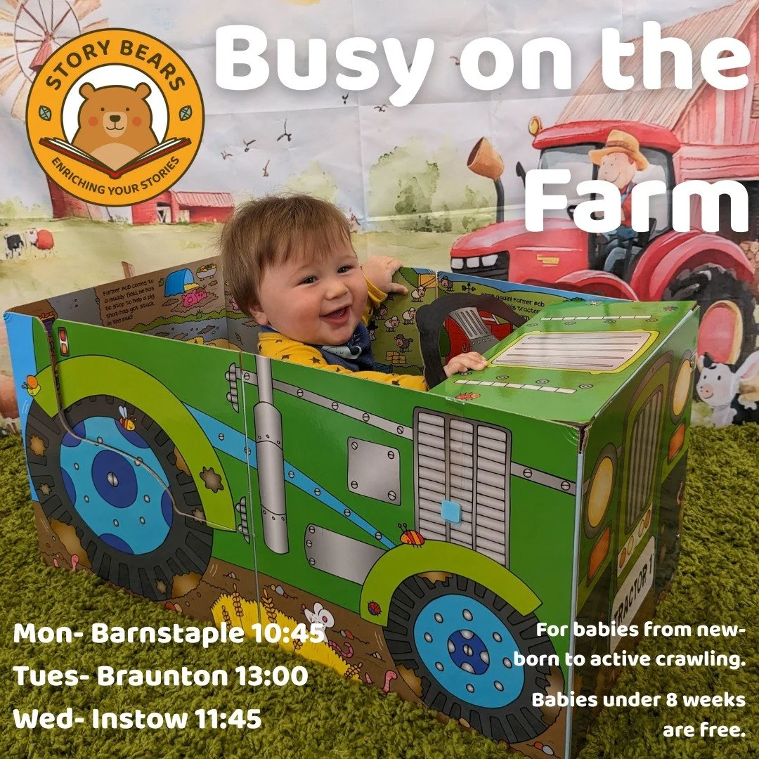 🚜 BABY SESSIONS IN BARNSTAPLE, BRAUNTON AND INSTOW 🚜

This week we will be busy on the farm as we bring in the hay, drive the tractor and milk the cows! All through sensory props and story massage along with our usual parachutes and bubbles! Plus t