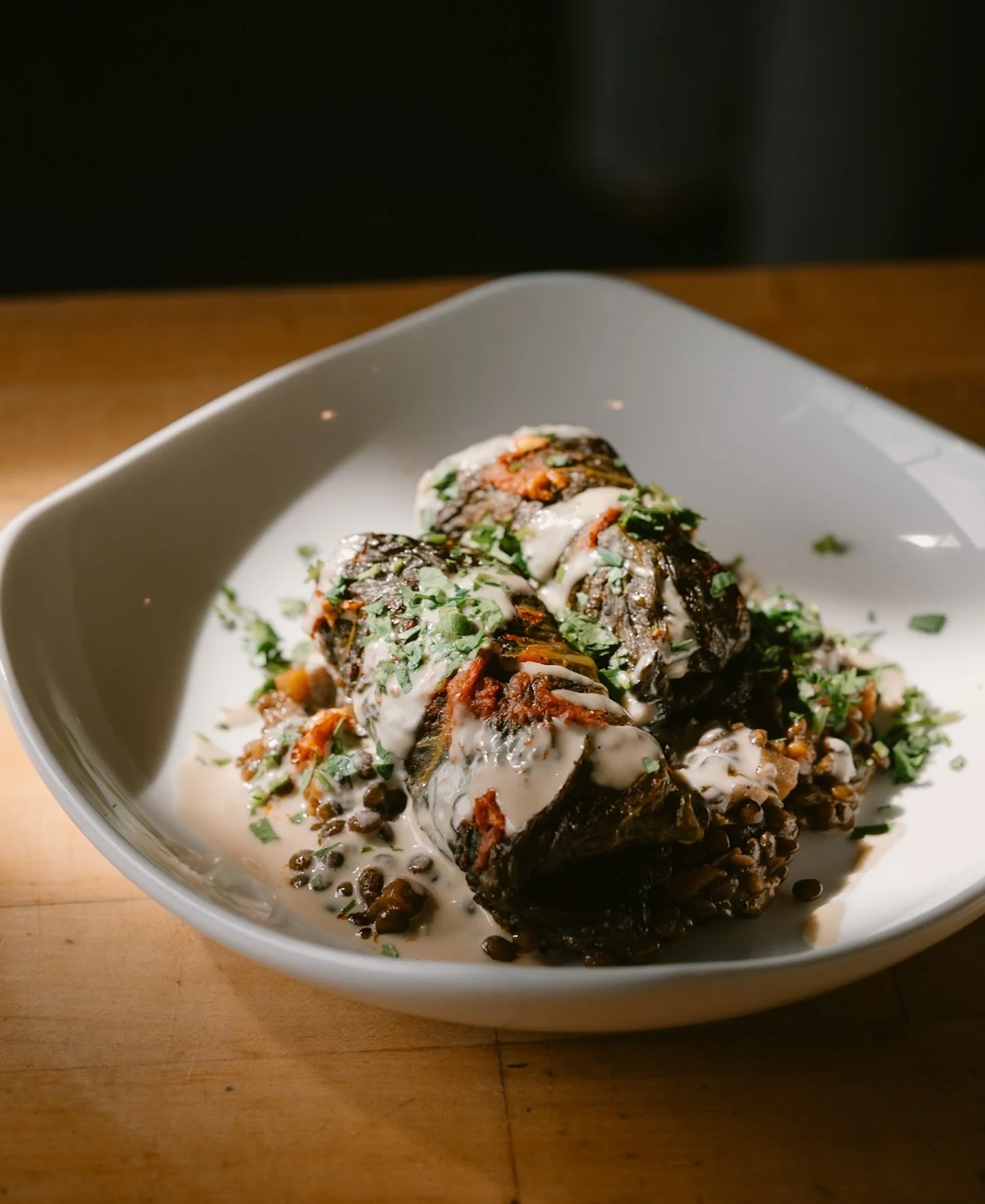 Kofta Cabbage Rolls
Eastern Europe meets the Middle East in this dish. A mix of beef and lamb mix in braised cabbage. A surprise ingredient, club soda, in the kofta mix keeps them light and airy. This was popular in some of our chef's table dinners s
