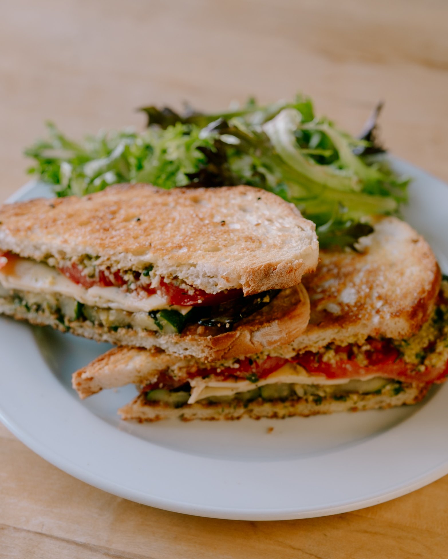 Tomato + Grilled Zucchini Sandwich // lemon-fennel pesto, dill havarti