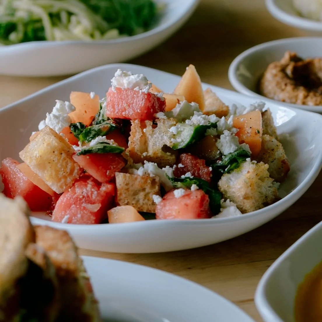 Melon Panzanella // croutons, herbs, feta, watermelon dressing