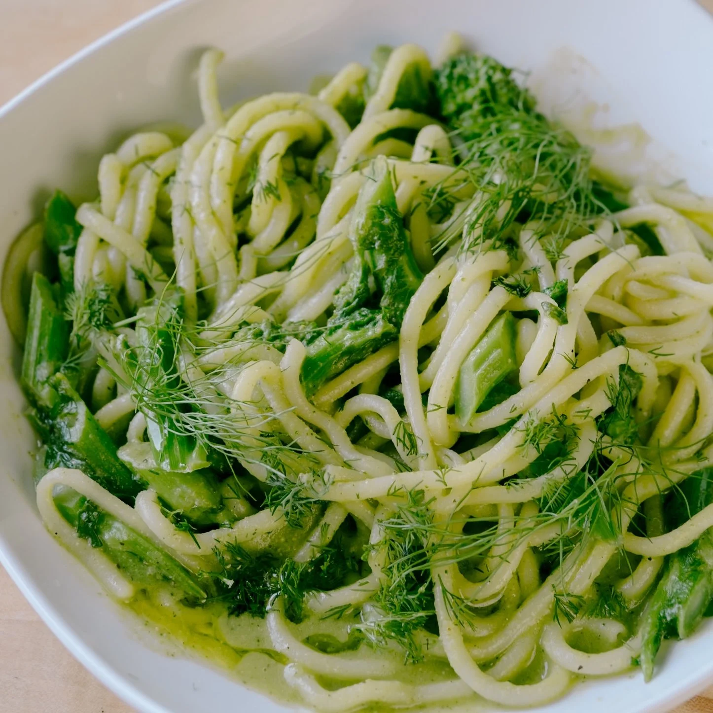 Bucatini // broccoli-dill sauce, broccoli rabe